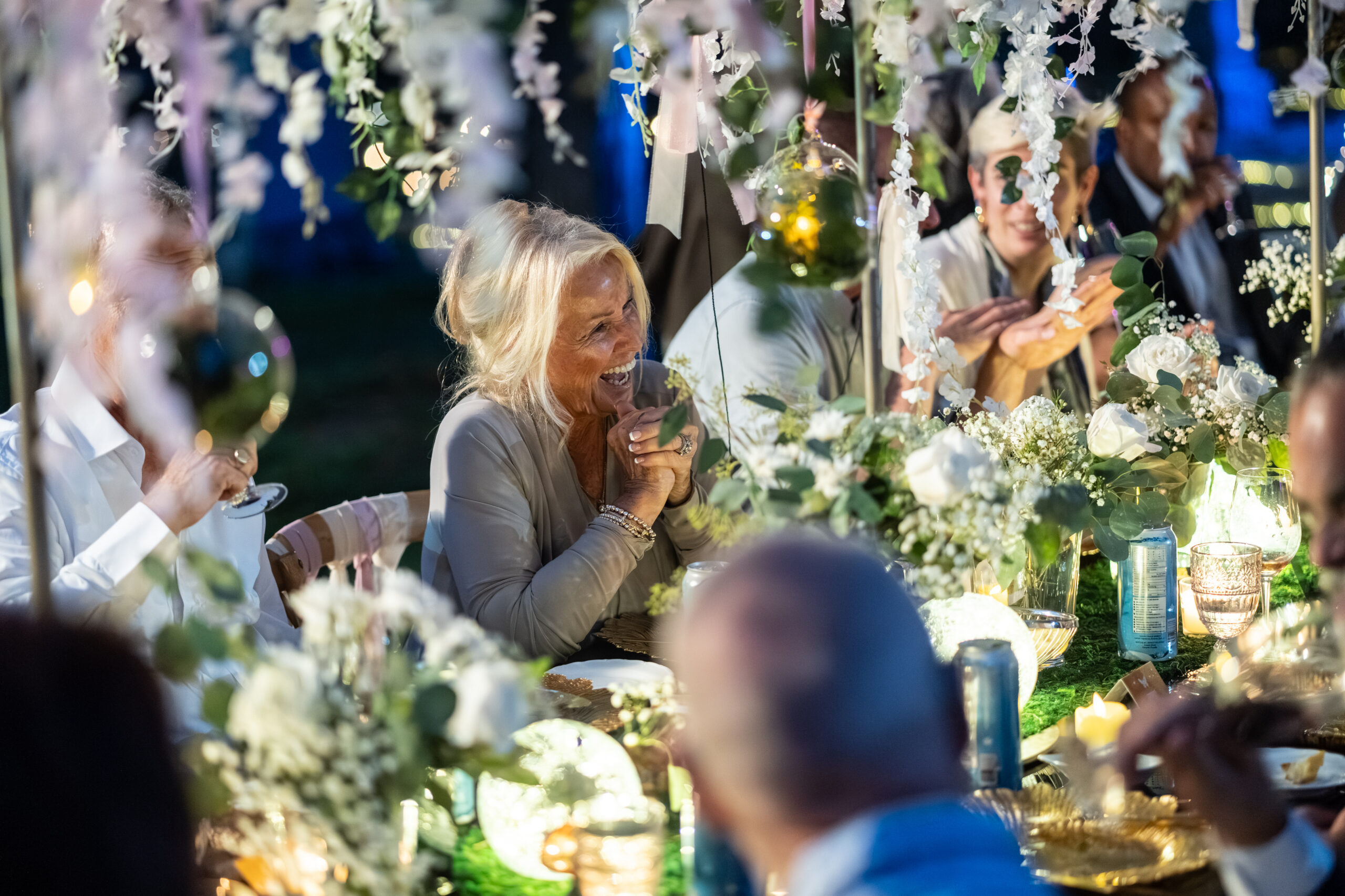 Lantern-lit table setting at Beechwood Cemetery